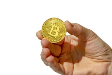Bitcoins ve yeni sanal para kavramı. Altın bitcoins Mum grafiği grafik ve dijital arka plan sopa. Altın sikke simge mektup B.Mining veya blockchain teknolojisi ile