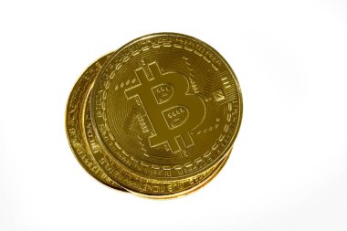 Bitcoins ve yeni sanal para kavramı. Altın bitcoins Mum grafiği grafik ve dijital arka plan sopa. Altın sikke simge mektup B.Mining veya blockchain teknolojisi ile