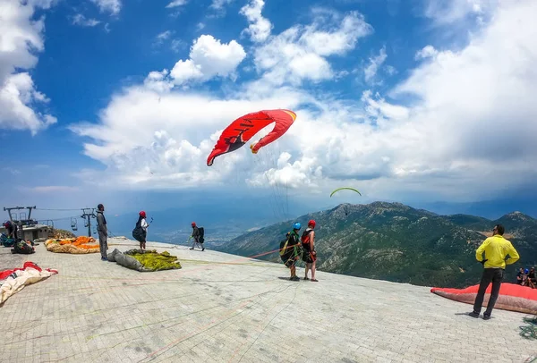 Mugla Fethiye Turkey June 2019 Extreme Sport Landscape Paragliding Sky — Stock Photo, Image