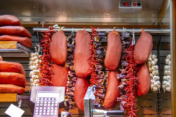 Bazar Egípcio Cidade Turca Vista Das Fatias Pastrami Stanbul Turquia — Fotografia de Stock