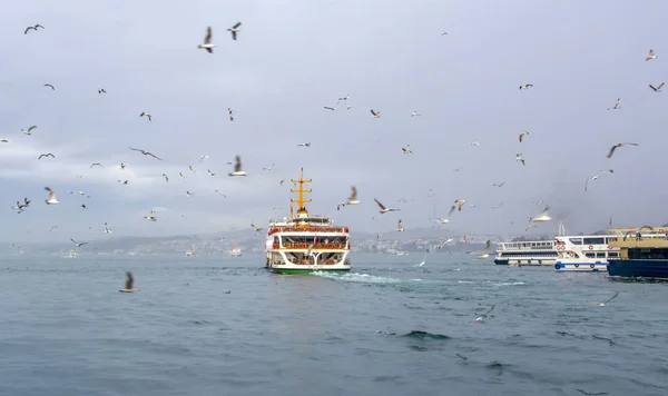 Beautiful View Touristic Landmarks Sea Voyage Bosphorus Turkish Steamboats View — Stock Photo, Image