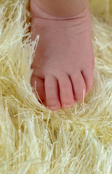 Closeup Photo Cute Little Baby Feet Health Care Massage Newborn — Stock Photo, Image