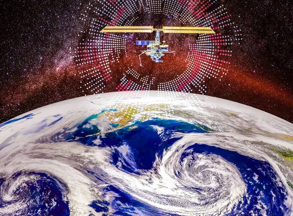 Űrhajó Felszáll Égbe Rakéta Űrbe Indul Nasa Által Biztosított Koncepcióelemek — Stock Fotó