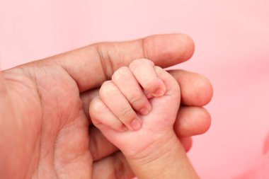 Yeni doğan bebek anne elinde el