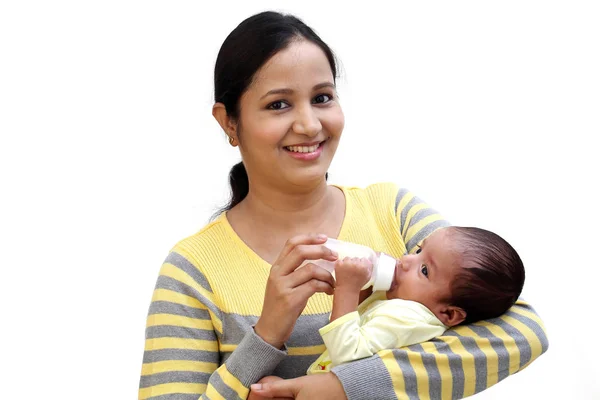 Moeder Melk Voederen Aan Pasgeboren Baby — Stockfoto