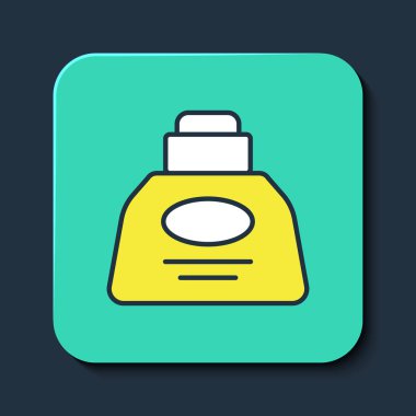 Doldurulmuş Inkwell simgesi mavi arkaplanda izole edildi. Turkuaz kare düğme. Vektör.