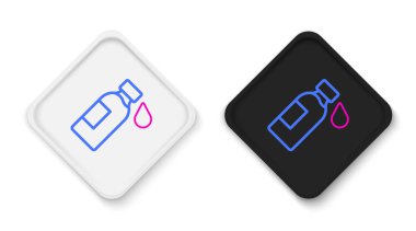 Beyaz arka planda izole edilmiş bir şişe su. Soda su içme tabelası. Renkli taslak konsepti. Vektör.