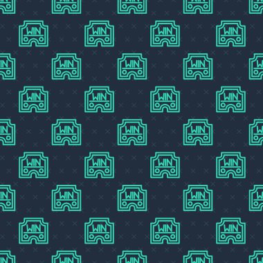 Yeşil Hat Kumarhanesi mavi arka planda izole edilmiş bir ikon kazandı. Vektör.