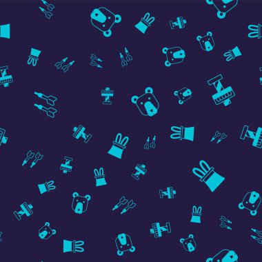 Dart oku, Atlıkarınca kafası, Sihirbaz şapkası ve tavşan kulaklarını kusursuz desene ayarlayın. Vektör.