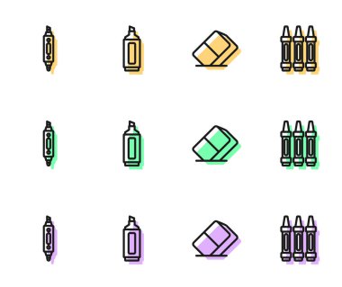 Simge çizmek için çizgi silgisini ya da keçeli kalem ve mum kalemlerini ayarlayın. Vektör.