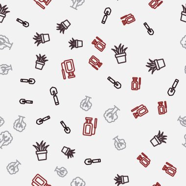 Hat bahçe küreği ya da saksı ağacına kürek çek ve su fışkırt. Vektör.