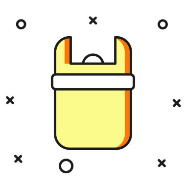 Doldurulmuş çöp kutusu simgesi beyaz arkaplanda izole edildi. Çöp kutusu tabelası. Sepet simgesini geri dönüştür. Ofis çöpü ikonu. Düz çizgili, gölgeli. Vektör.