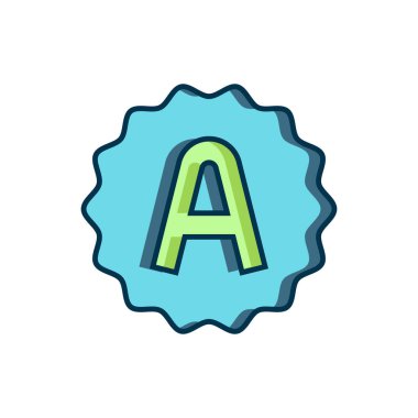 Sınav kağıdında beyaz arkaplanda A + dereceli simge izole edildi. Sınav kağıdı, sınav ya da araştırma konsepti. Sınav ya da sınav. Düz çizgili, gölgeli. Vektör.