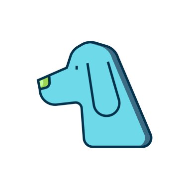 Beyaz arka planda izole edilmiş ana hatlı av köpeği simgesi. Düz çizgili, gölgeli. Vektör.