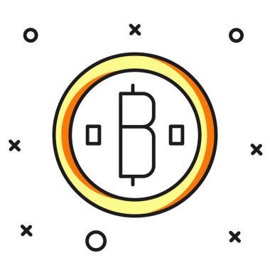 Beyaz arkaplanda izole edilmiş Kripto Para Simgesi Doldurulmuş. Madeni para. Engelleme zinciri tabanlı şifreli para birimi. Düz çizgili, gölgeli. Vektör.