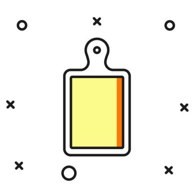 Doldurulmuş kesme tahtası simgesi beyaz arkaplanda izole edildi. Kesme tahtası sembolü. Düz çizgili, gölgeli. Vektör.