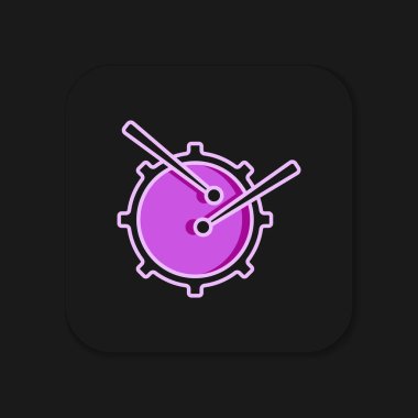 Siyah arkaplanda izole edilmiş baget çubukları simgesi ile ana hatlarıyla doldurulmuş. Müzik işareti. Müzik aleti sembolü. Düz çizgili, gölgeli. Vektör.