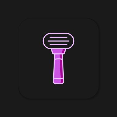 Tıraş makinesi simgesi siyah arkaplanda izole edildi. Düz çizgili, gölgeli. Vektör.