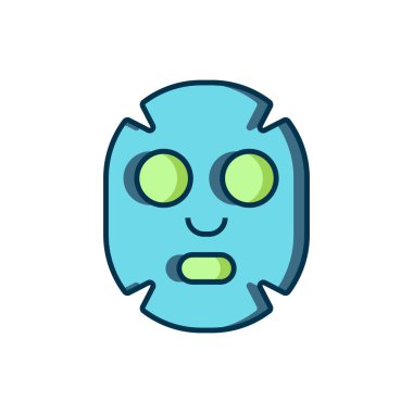 Beyaz arkaplanda izole edilmiş yüz maskesi simgesi. Kozmetoloji, ilaç ve sağlık hizmetleri. Düz çizgili, gölgeli. Vektör.