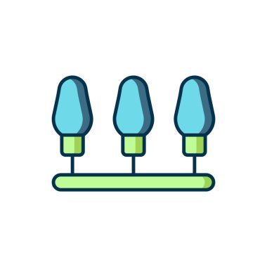 Doldurulmuş Noel ışıkları simgesi beyaz arka planda izole edilmiş. Mutlu Noeller ve mutlu yıllar. Düz çizgili, gölgeli. Vektör.