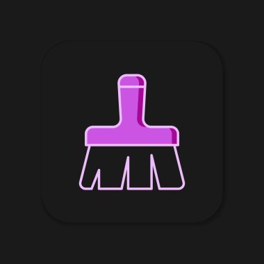 Siyah arkaplanda izole edilmiş ana hatlı boya fırçası simgesi. Düz çizgili, gölgeli. Vektör.