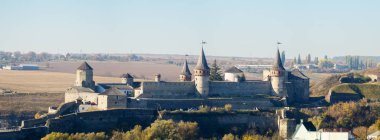 Ukrayna'da çok eski bir kale Panoraması. Kamianets-podilskyi