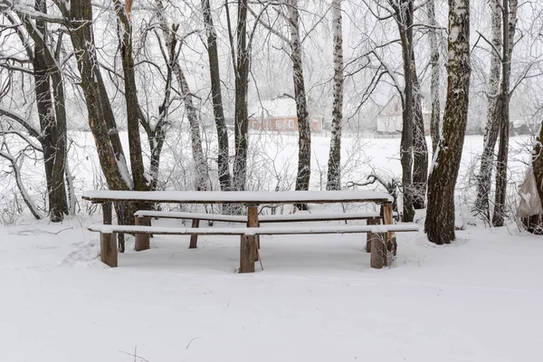 Winter landscape. Winter weather snow is on the ground.