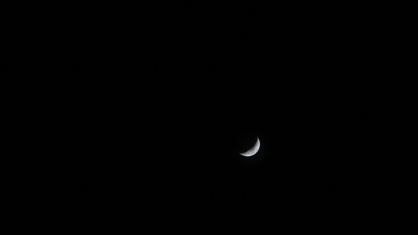 Luna nueva sobre fondo negro . — Vídeos de Stock