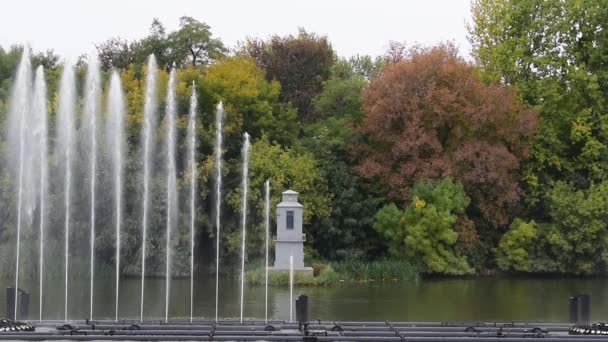 Fontein in de Oekraïense stad Vinnitsa. De fontein is dagelijks geopend. — Stockvideo