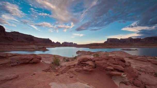 Timelapse Lake Powell Sunset Clouds Moving Sky — Stock Video