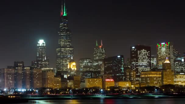 Night Time Lapse Chicago — Stock Video