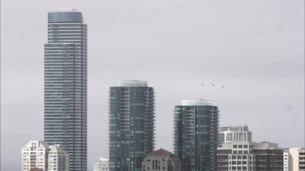 Средний Плотный Снимок Нескольких Небоскребов Сан Франциско — стоковое видео