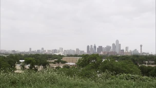 Ampia Panoramica Sinistra Dello Skyline Dallas — Video Stock