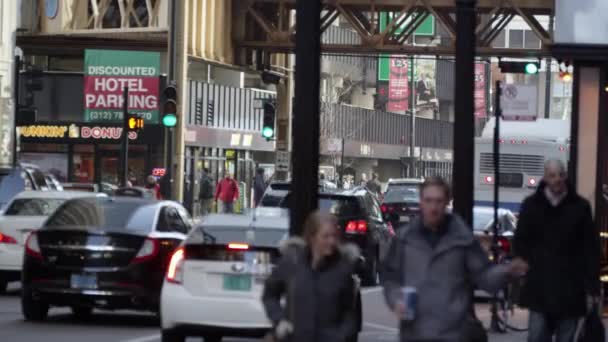 Chicago États Unis Circa 2017 Chicago Piétons Circulation Centre Ville — Video