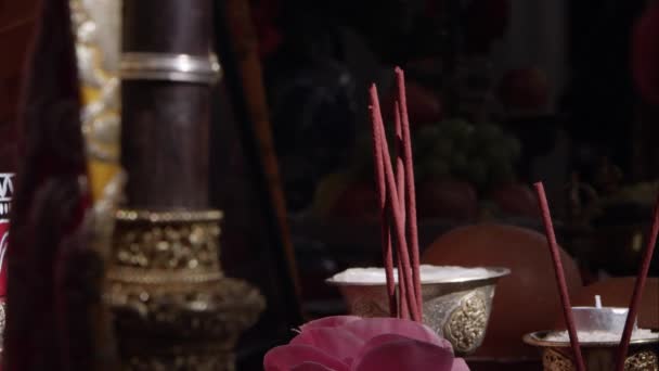 Tilting Shot Ornate Bowls Cups Insence — Stock Video