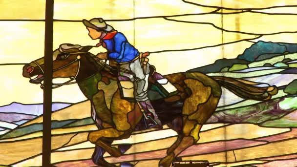 Janela Vidro Manchado Piloto Pony Express — Vídeo de Stock