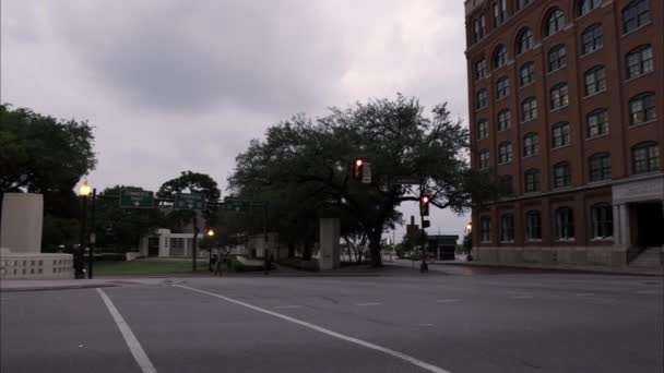 Panoráma Lövés Texas Iskola Könyv Értéktár Dealey Plaza Dallas — Stock videók