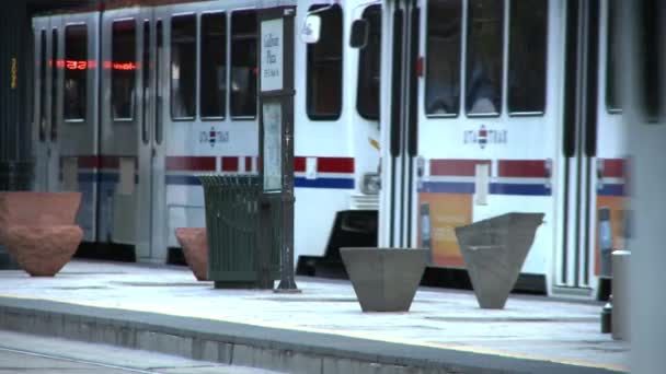 Circa 2017 Salt Lake City Utah Tight Shot Tram Pulling — Stock Video