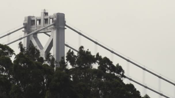 Tiro Estático Apertado Estrutura Suporte Superior Ponte Baía Oakland Algumas — Vídeo de Stock