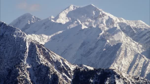 Statische Aufnahme Von Schneebedeckten Bergen Wasatch Bereich Utah — Stockvideo