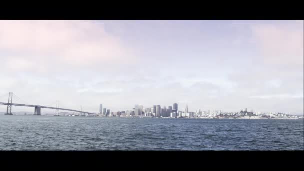 Wide Shot San Francisco Golden Gate Bridge Seen Bay — Stock Video