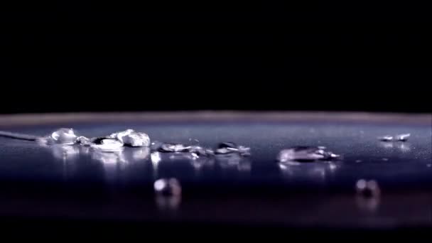 Water Droplets Bouncing Shinny Surface — Stock Video