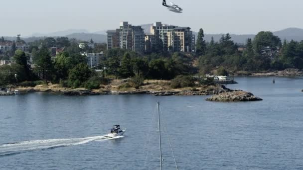 Utah Usa Circa 2017 Panning View Boats Sea Plane City — Stock Video