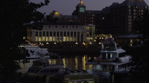 Kanada Alacakaranlıkta Victoria Limanından Statik Görünüm — Stok video