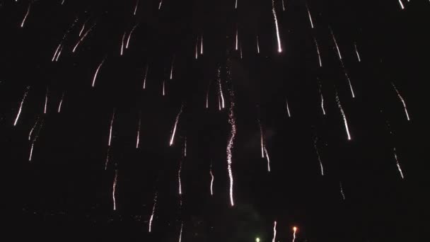 Uitzicht Lucht Vuurwerk Van Drone Vliegen Lucht — Stockvideo