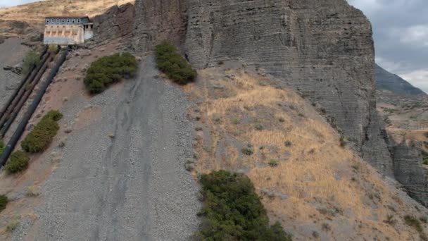 Aerial Panning View Olmsted Pump House Reveling Provo Canyon Utah — Stock Video