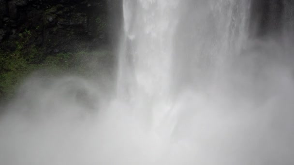 在俄勒冈州的银瀑布州立公园 用更高的框架速度 慢动作 观看瀑布底部撞倒在水体中的慢盘近距离拍摄 — 图库视频影像