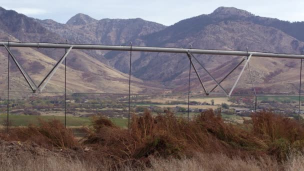 Vue Statique Flanc Colline Regardant Travers Les Tuyaux Arrosage — Video