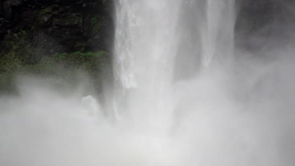 在俄勒冈州银瀑布州立公园 以更高的帧速率 慢动作 静态近距离拍摄 观察瀑布的底部撞倒在水体中 — 图库视频影像