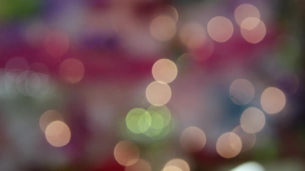 Panning View Christmas Lights Out Focus — Stock Video